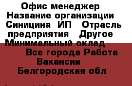 Офис-менеджер › Название организации ­ Синицина, ИП › Отрасль предприятия ­ Другое › Минимальный оклад ­ 17 490 - Все города Работа » Вакансии   . Белгородская обл.